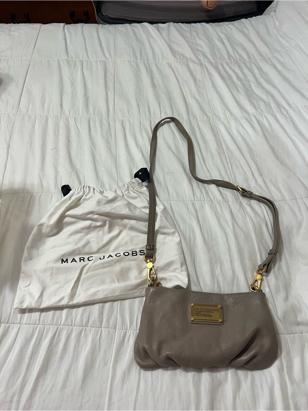 Marc by Marc Jacobs Taupe Pebbled Leather Crossbody with Gold Hardware